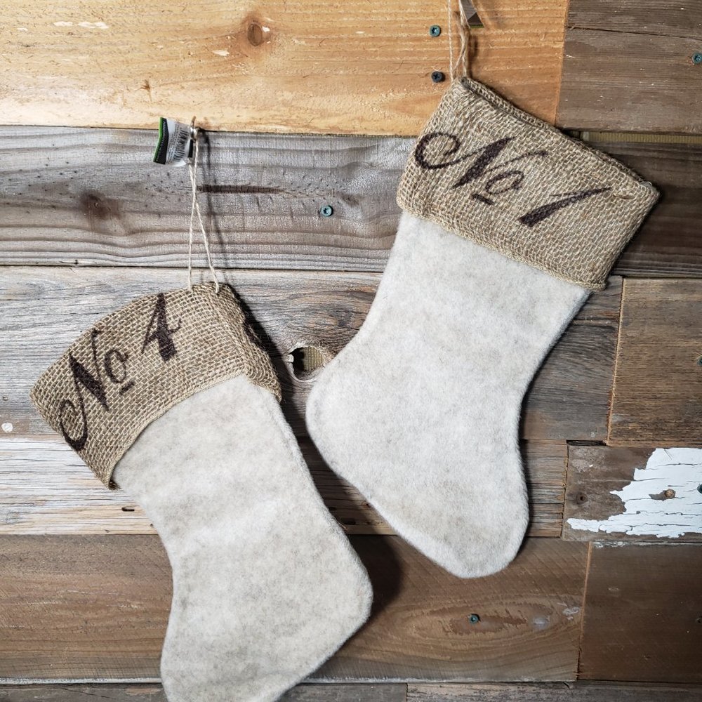 Sullivans 13" Felt & Burlap Stockings - Set of 2 - No. 1, No. 2, No. 3, No.4 NWT